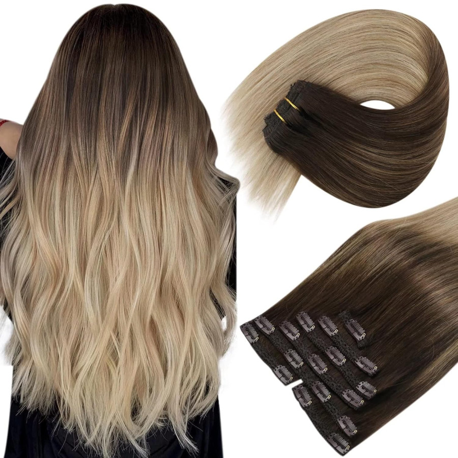Clip-On Deluxe OMBRE Saten Natural / Blond Nisipiu